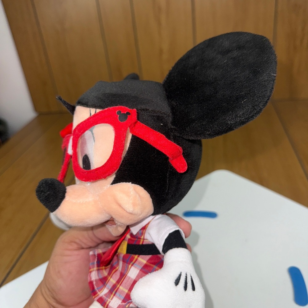 Disney Parks Minnie Mouse Nerd Plush With Glasses Hipster School Girl - Picture 8 of 15